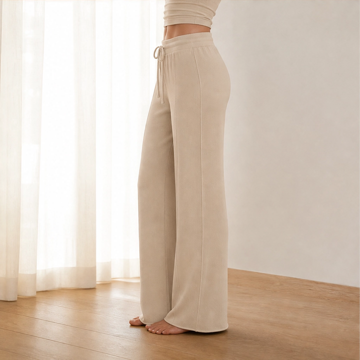 Soléne™ – Ribbed Knit Sleeveless Crop Top &amp; Wide-Leg Pants 2-Piece Set + 50% OFF