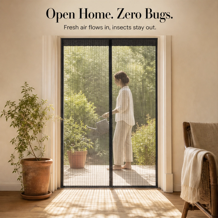 Breezely™ – Hands-Free Magnetic Screen Door with Heavy-Duty Mesh &amp; Auto-Close Magnets + 50% OFF