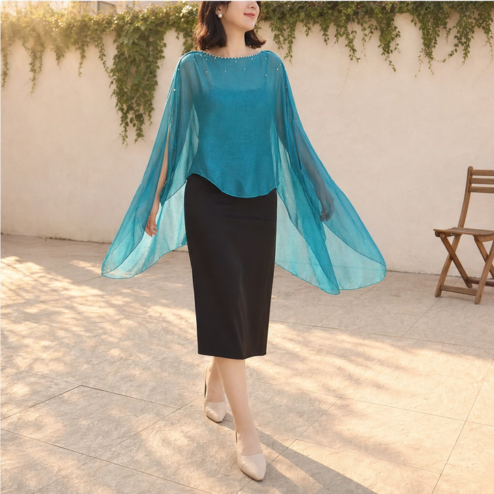 Gossamere™ – Lightweight Linen Cape-Sleeve Drape Shawl + 50% OFF