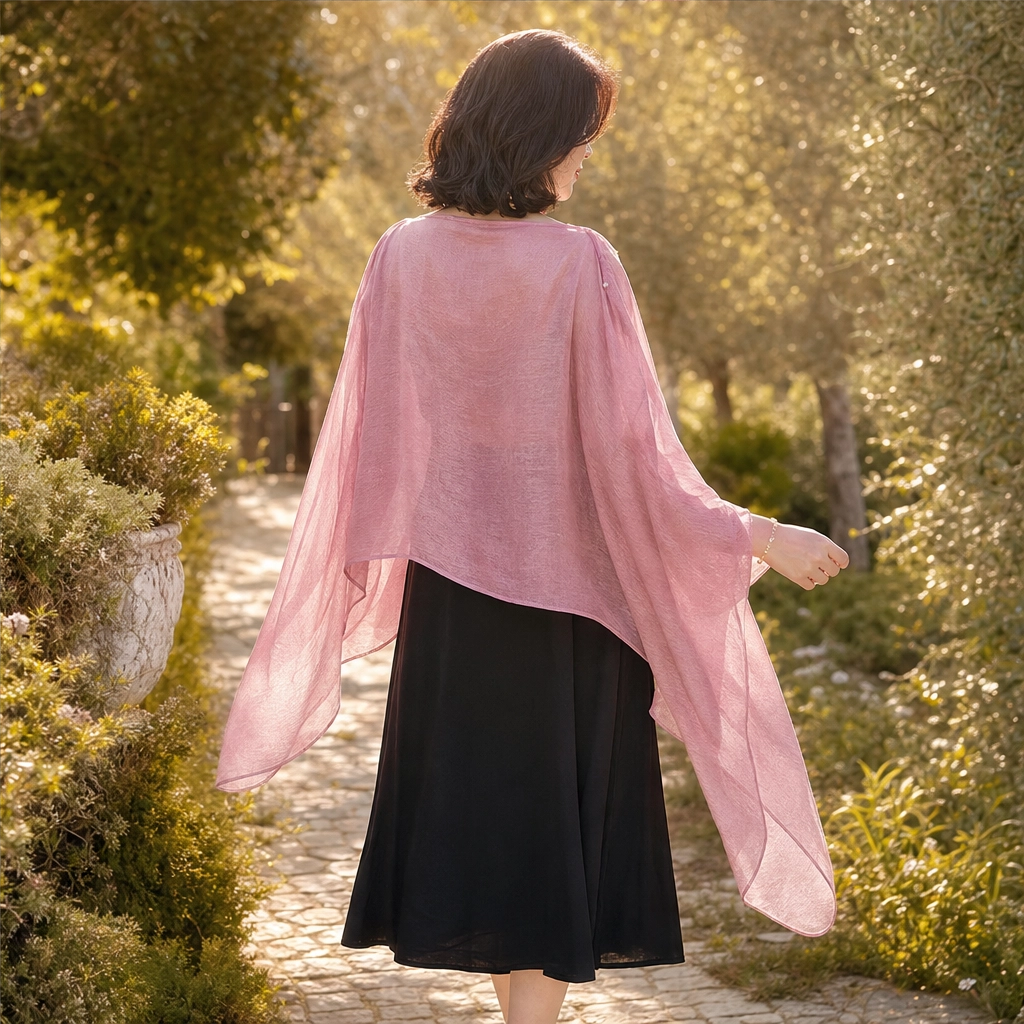 Gossamere™ – Lightweight Linen Cape-Sleeve Drape Shawl + 50% OFF