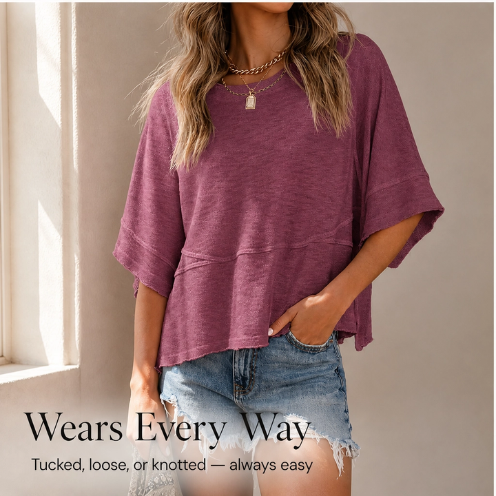 Cove™ – Breezy Batwing Half-Sleeve Crewneck Summer Tee + 50% OFF