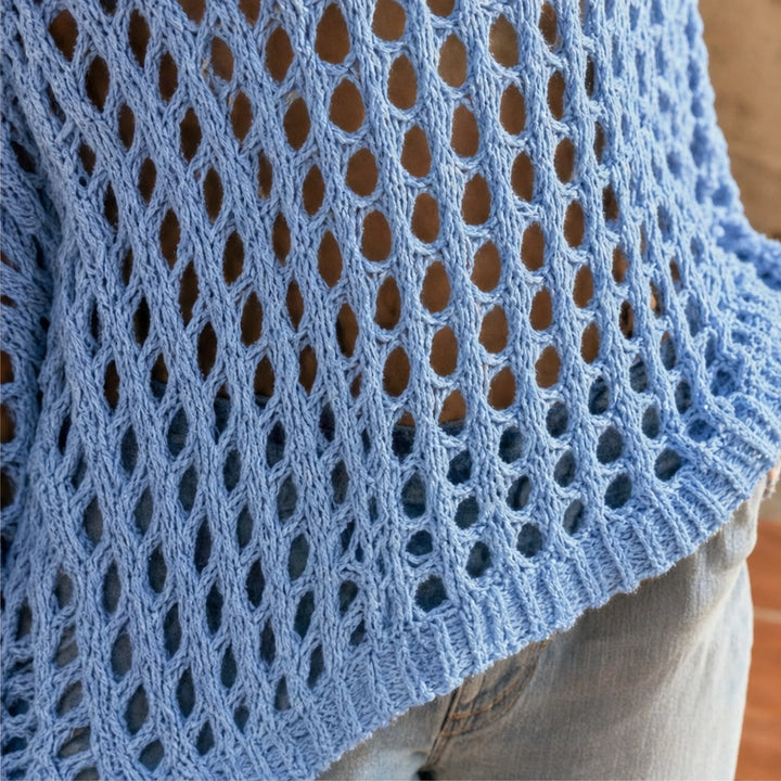 Dunelle™ – Open-Knit Crochet Top with Relaxed Batwing Fit + 50% OFF