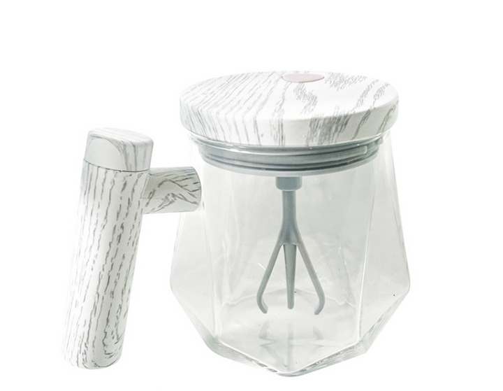 Brewell™ – Self-Stirring Glass Mug with Wood-Grain Lid &amp; One-Touch Whisk + 50% OFF