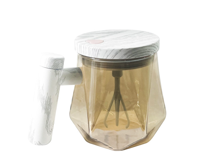 Brewell™ – Self-Stirring Glass Mug with Wood-Grain Lid &amp; One-Touch Whisk + 50% OFF