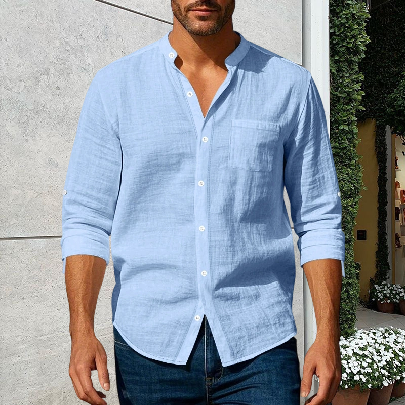 Linwell™ – Breathable Linen-Blend Stand-Collar Shirt for Men + 50% OFF