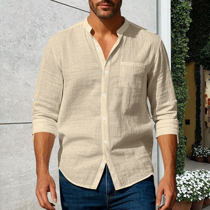 Linwell™ – Breathable Linen-Blend Stand-Collar Shirt for Men + 50% OFF
