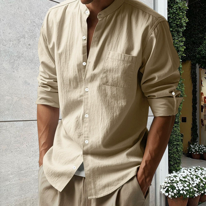 Linwell™ – Breathable Linen-Blend Stand-Collar Shirt for Men + 50% OFF