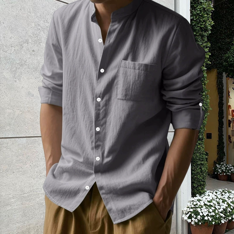 Linwell™ – Breathable Linen-Blend Stand-Collar Shirt for Men + 50% OFF