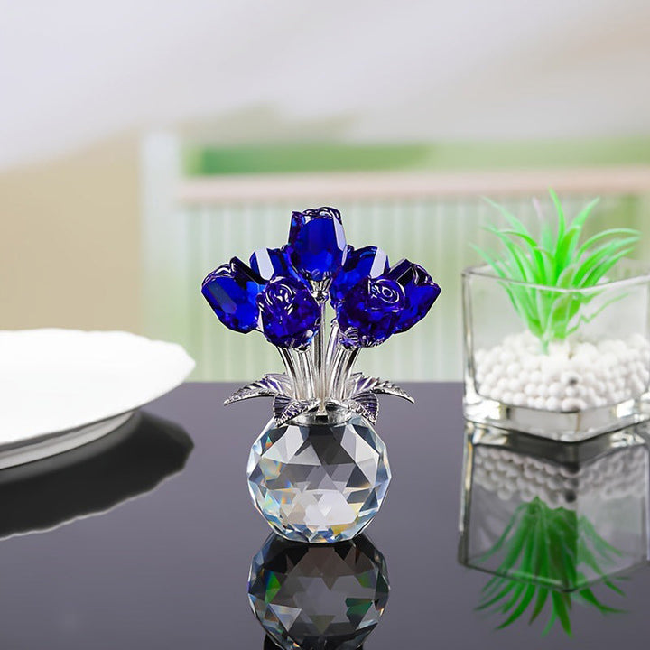 Petalune™ – Hand-Cut Crystal Rose Bouquet Figurine with Faceted Vase + 50% OFF